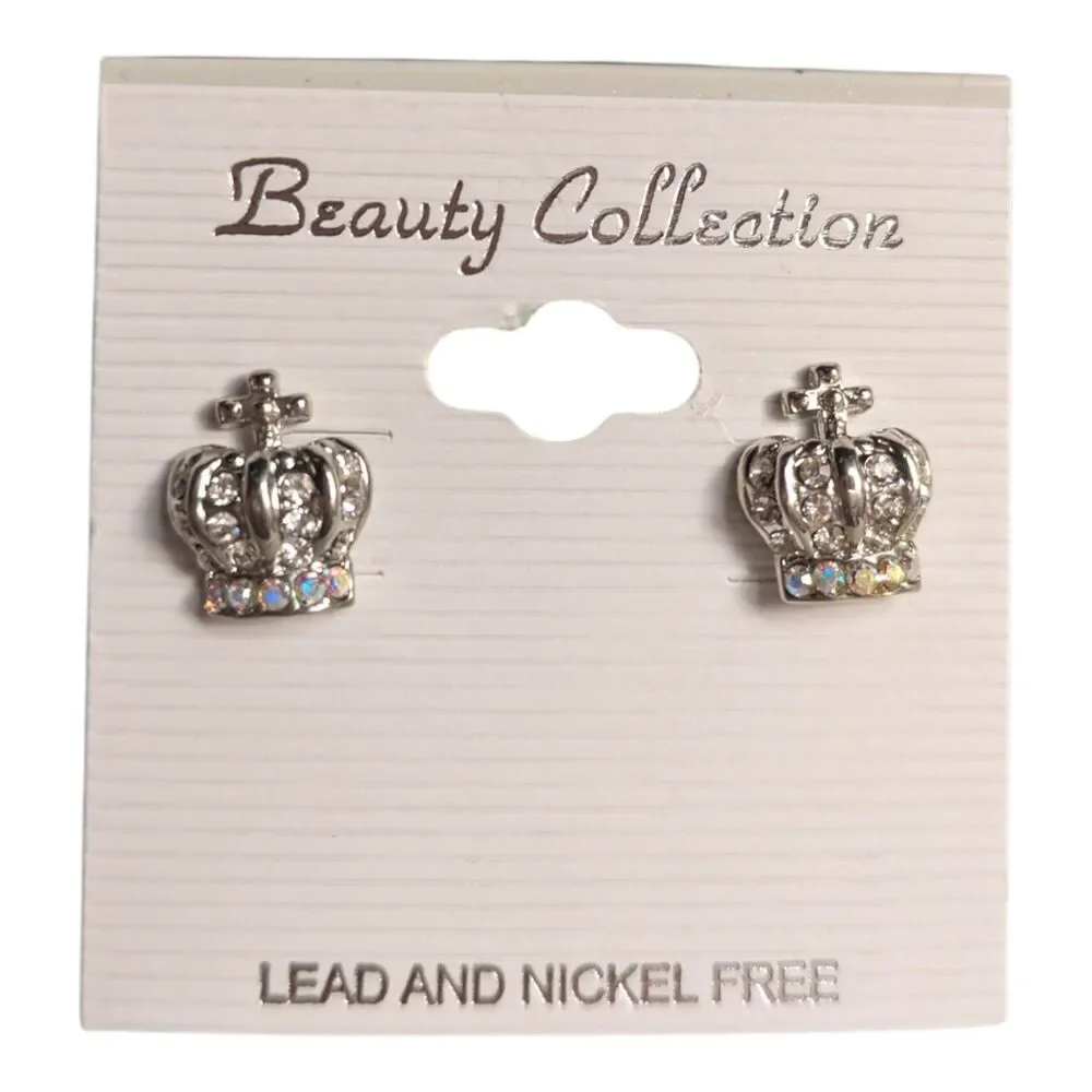 Girls Stud Earrings Set Cupcake + Princess Crown